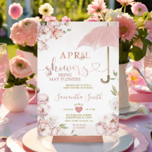 Invitation Les Averses d'Avril Amènent Fleurs de Mai Paraplui