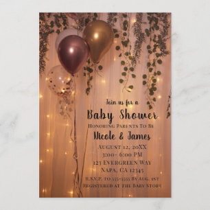 Invitation Les ballons d'or rose Rose illuminent le Baby show