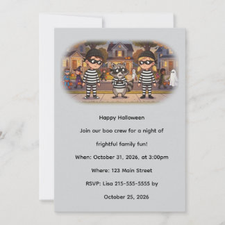 Invitation Les Bandits Raton Laveur d'Halloween