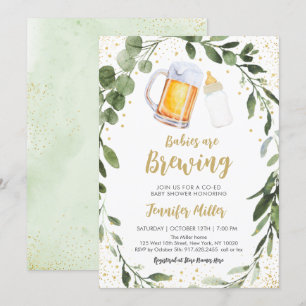 Invitation Les bébés brassent de la verdure Baby shower jumea