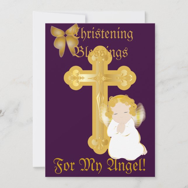 Invitation Les bénédictions de baptême de mon ange - Personna (Devant)