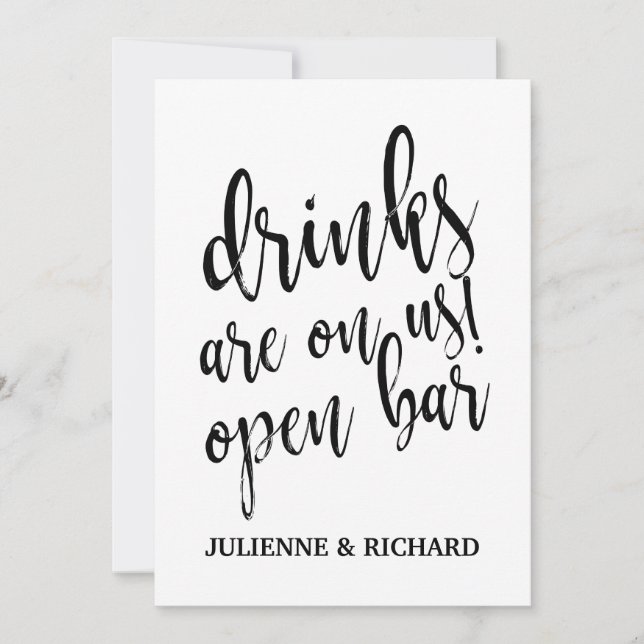 Invitation Les boissons sont à notre compte ! Panneau de bar  (Devant)