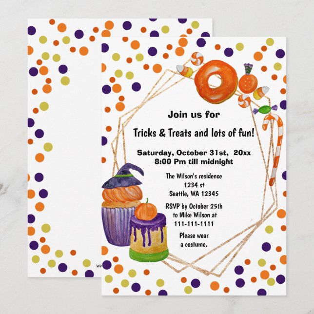 Invitation Les bonbons et les friandises Halloween Halloween (Devant / Derrière)