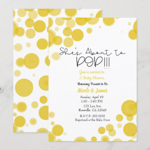 Invitation Les bulles de points Polka blancs jaunes qu'elle e