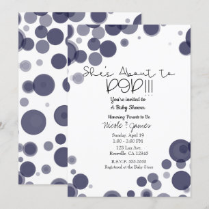 Invitation Les bulles de points Polka bleu de la marine sur l