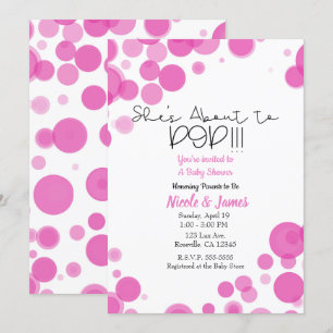 Invitation Les bulles de points Polka roses et blanches qu'el