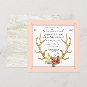 Invitation Les cerfs communs carrés Antler rougissent douche