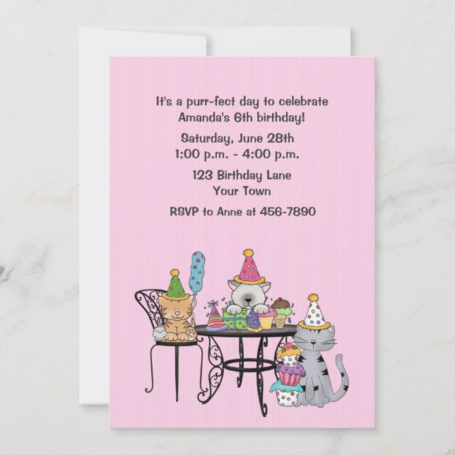 Invitation Les chats d'anniversaire (Devant)