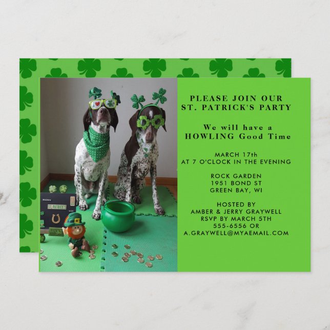 Invitation Les Chiens du parti St. Patrick avec l'invitation  (Devant / Derrière)