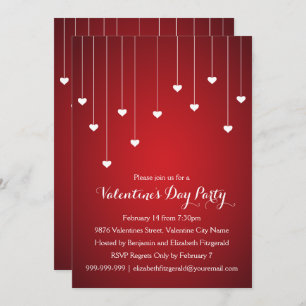 Invitation Les Coeurs blancs modernes du Red Valentines