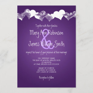 Invitation Les Coeurs des Grunges Mariages violets