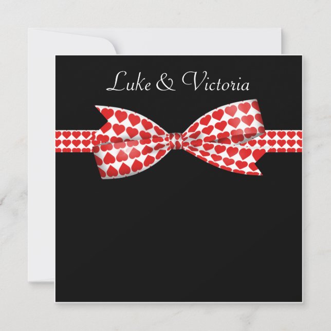 Invitation Les Coeurs rouges s'embrassent sur un Mariage noir (Devant)