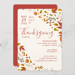 Invitation Les coins Citrouilles de la feuille d'automne de T