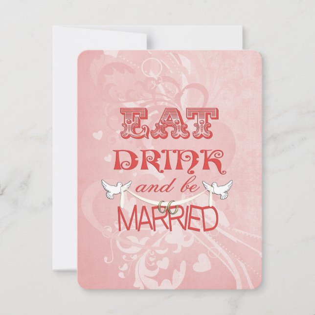 Invitation Les colombes mariages sur la pêche (Devant)