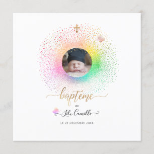 Invitation Les Confettis arc-en-ciel Faire partie de Baptême