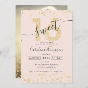 Invitation Les confettis chics de parties scintillantes d'or