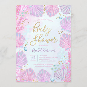 Invitation Les Coquillages Sous Le Baby shower De La Mer