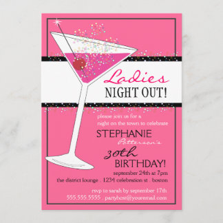 Invitation Les Dames sortent Martini Célébration d'anniversai