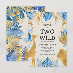 Invitation Les Deux Garçons Sauvages 2e Anniversaire Bleu Ecr