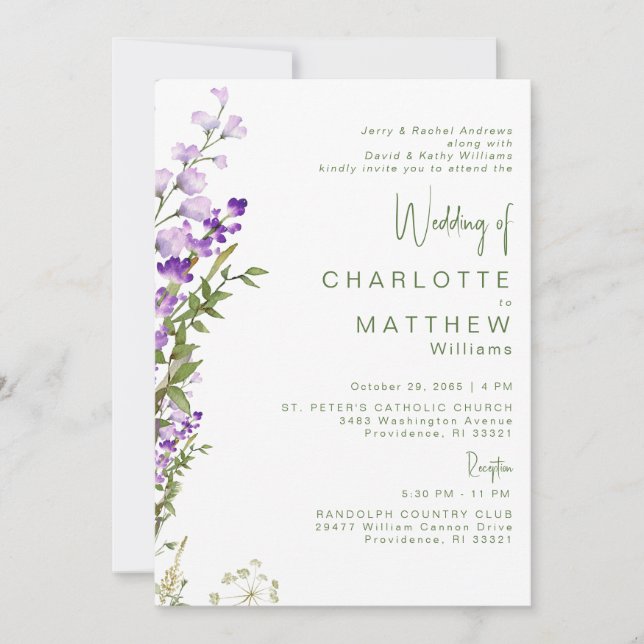 Invitation Les deux parents 2 Venue Lavender Mariage (Devant)