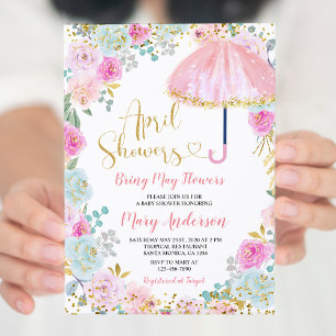 Invitation Les douches rose d'avril apportent le Baby shower