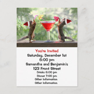 Invitation Les écureuils de Père Noël boivent un cocktail