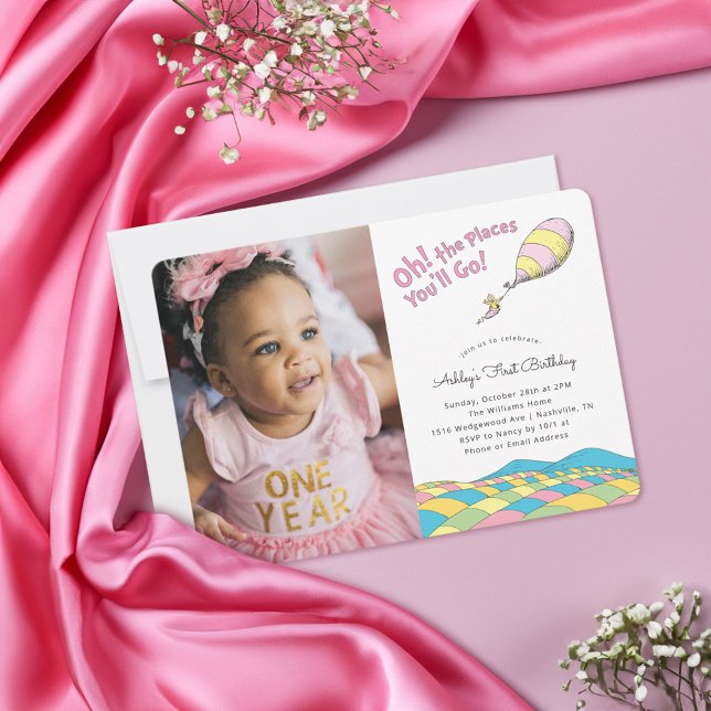 Invitation Les Endroits où tu iras ! | Fille Anniversaire - P (Invitation on table)