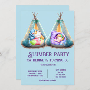 Invitation Les enfants somnolent pyjama teepee party