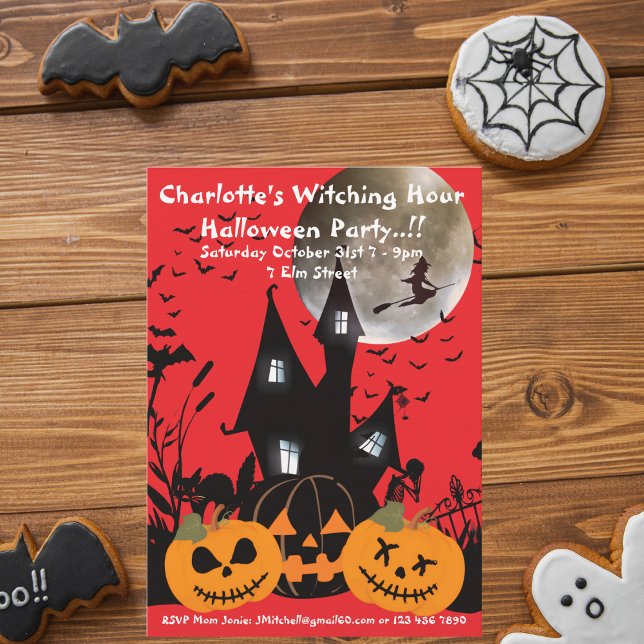 Invitation Les enfants sortent l'heure d'Halloween (Witching Hour Halloween Party Invite)