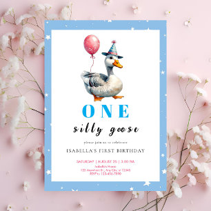 Invitation Les enfants Une Oie Idiote Premier Anniversaire