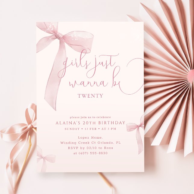 Invitation Les Filles au Nœud Rose Veulent tout simplement av (Créateur téléchargé)