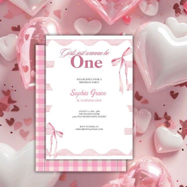 Invitation Les Filles De Bow Rose Veulent Être Un 1Er Anniver (Créateur téléchargé)