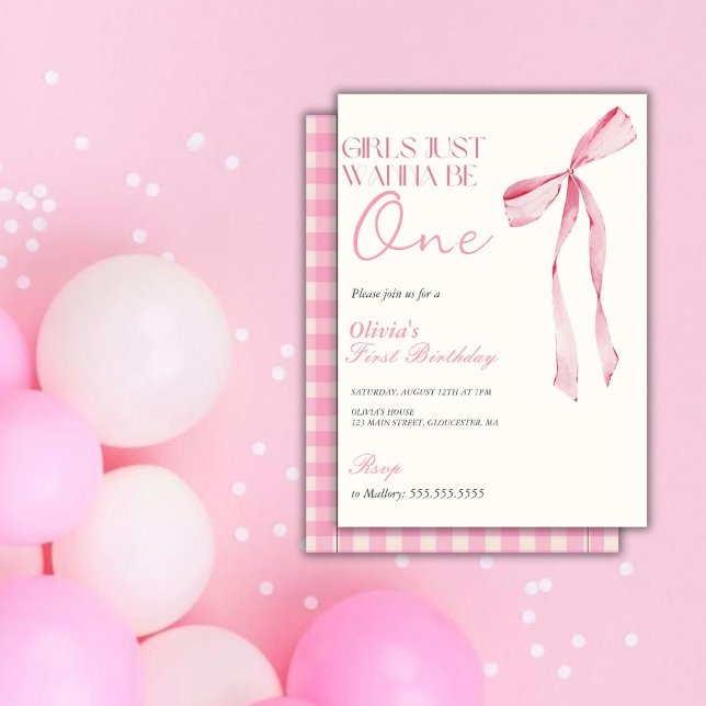Invitation Les Filles De Bow Rose Veulent Être Un 1Er Anniver (Créateur téléchargé)