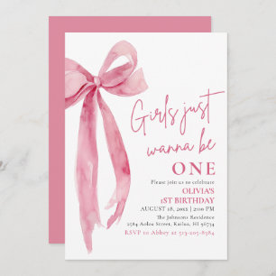 Invitation Les Filles De Bow Rose Veulent Être Un 1Er Anniver