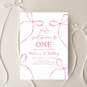 Invitation Les Filles De Bow Rose Voulaient Être Un 1Er Anniv