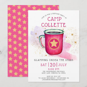 Invitation Les Filles Glamping Camping Anniversaire Sous Les