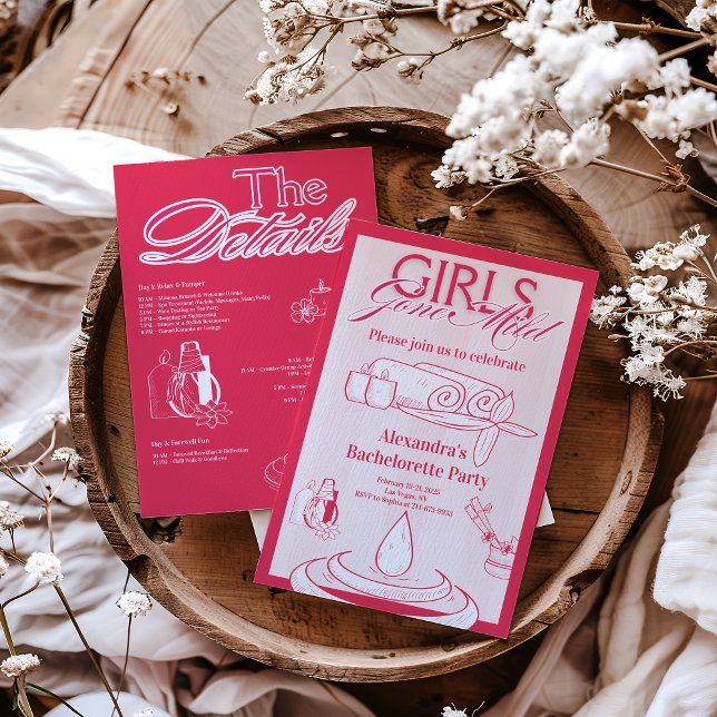 Invitation Les Filles Partis Bachelorette Mild Itinéraire Par (Créateur téléchargé)