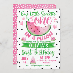 Invitation Les Filles Pink Green Dans Un Melon Premier Annive