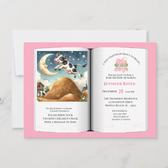 Invitation Les filles Réserver Thème Baby shower Vache au-des (Devant)