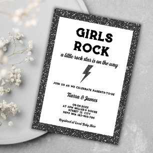 Invitation Les Filles Rock Black Rock Et Roll Girl Baby showe