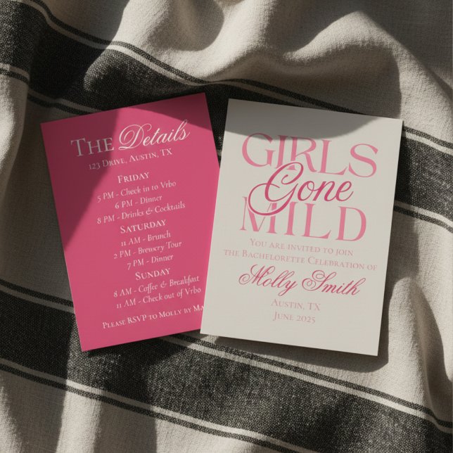 Invitation Les filles sont devenues douces - Drôle Chill Bach (Girls Gone Mild invite with modern serif font – perfect for engagement or bridal celebrations!)