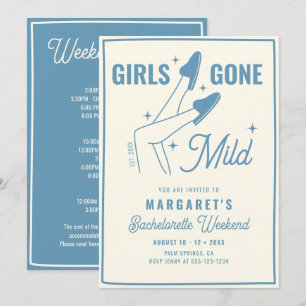 Invitation Les filles sont parties Bachelorette Spa bleu doux