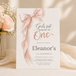 Invitation Les Filles Veulent Devenir Un Arc Rose 1er Anniver