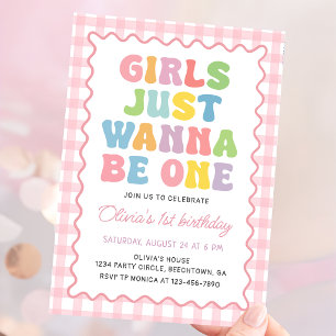 Invitation Les filles veulent juste être d'une couleur gingha