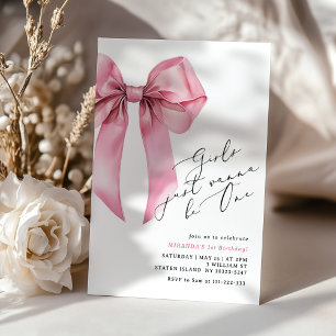 Invitation Les filles veulent juste être un garçon rose 1er a