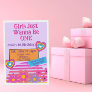 Invitation Les filles veulent juste être une, Coloré 1er anni