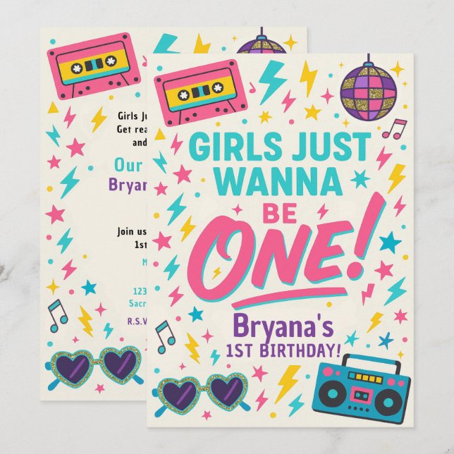 Invitation Les filles veulent juste être UNE Fête d'anniversa (Devant / Derrière)