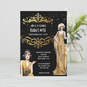 Invitation Les flappers en or noir Great Gatsby Art déco