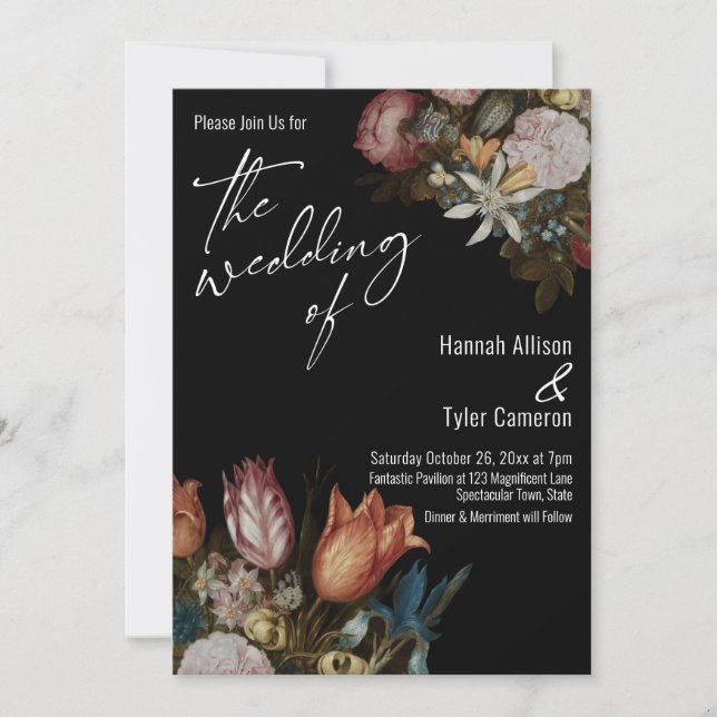 Invitation "Les fleurs dans un verre" de Bosschaert Le Mariag (Devant)