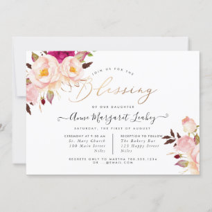 Invitation Les fleurs d'aquarelle Blush Peonies Bénédiction